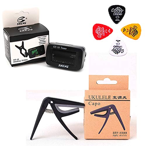 Paisen Ukulele Afinadores y Capo y 4 Selecciones para Ukuleles