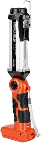 Luz de trabajo LED inalámbrica para batería Black & Decker de iones de litio de 20 V, 35 W 2000 LM, linterna de campamento portátil para reparación