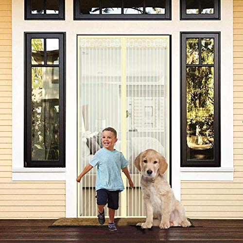 Preisvergleich Produktbild DGPOAD Magnet Fliegengitter Tür Insektenschutz - Selbstverschließend, Schwerlast, Magnetischer Fliegenvorhang Moskitonetz Automatisches Schließen Insektenschutz / beige / 120x200cm