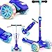 KIDIZ® Roller Kinder Scooter X-Pro2 Dreiradscooter mit PU LED Leuchtenden Räder Kinderroller faltbar Tret-Roller höhenverstellbarer Cityroller Kinderscooter für Jungen Mädchen 3-12 Jahre, Blau