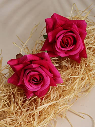 Image of Vogue Hair Accessories Light Weight Rose Flower Bun Maker Juda Pins Hair Accessories (4 Hair Pins) (Light Pink & Dark Pink)