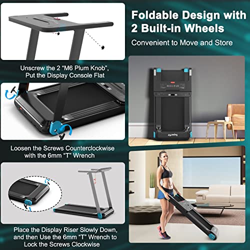 Image of GYMAX Folding Treadmill, 3.0HP Free Installation Running Machine with Bluetooth Speaker, HD Touch Screen Monitor, Smart APP Control, Silent Jogging Walking Machine for Home Office