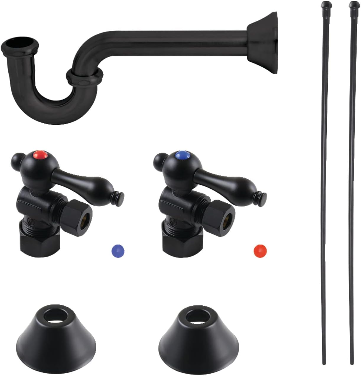 Kingston Brass CC53300LKB30 Trimscape Traditional Plumbing Sink Trim Kit with P-Trap in Matte Black