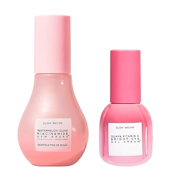 Glow Recipe - Glowy Skin Prep Lovers Duo - Watermelon Glow Niacinamide Dew Drops Facial Serum 40ml + Guava Vitamin C Brightening Eye Cream with Peptides & Green Caffeine 15ml