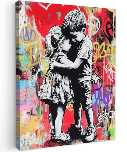 MuchoWow© Impression sur Toile Decoration Murale Peinture 30x40 cm Tableaux Decoratifs Muraux Déco Chambre Tableau Salon Graffiti - Noir et blanc - Street art