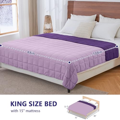 Image of yescool Weighted Blanket for Adults (25 lbs, 88 inch x 104 inch, Purple) Cooling Heavy Blanket for Sleeping Perfect for 240-260 lbs, King Size Breathable Blanket with Premium Glass Bead