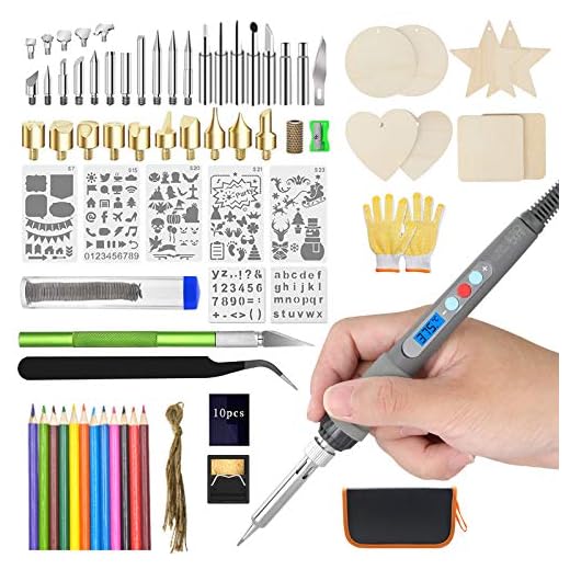 SMARTCARRIE Wood Burning Kit, Professional Woodburning Tool with LCD Display, DIY Wood Craft Tool Heating Adjustable Temperature Carving/Embossing/Soldering