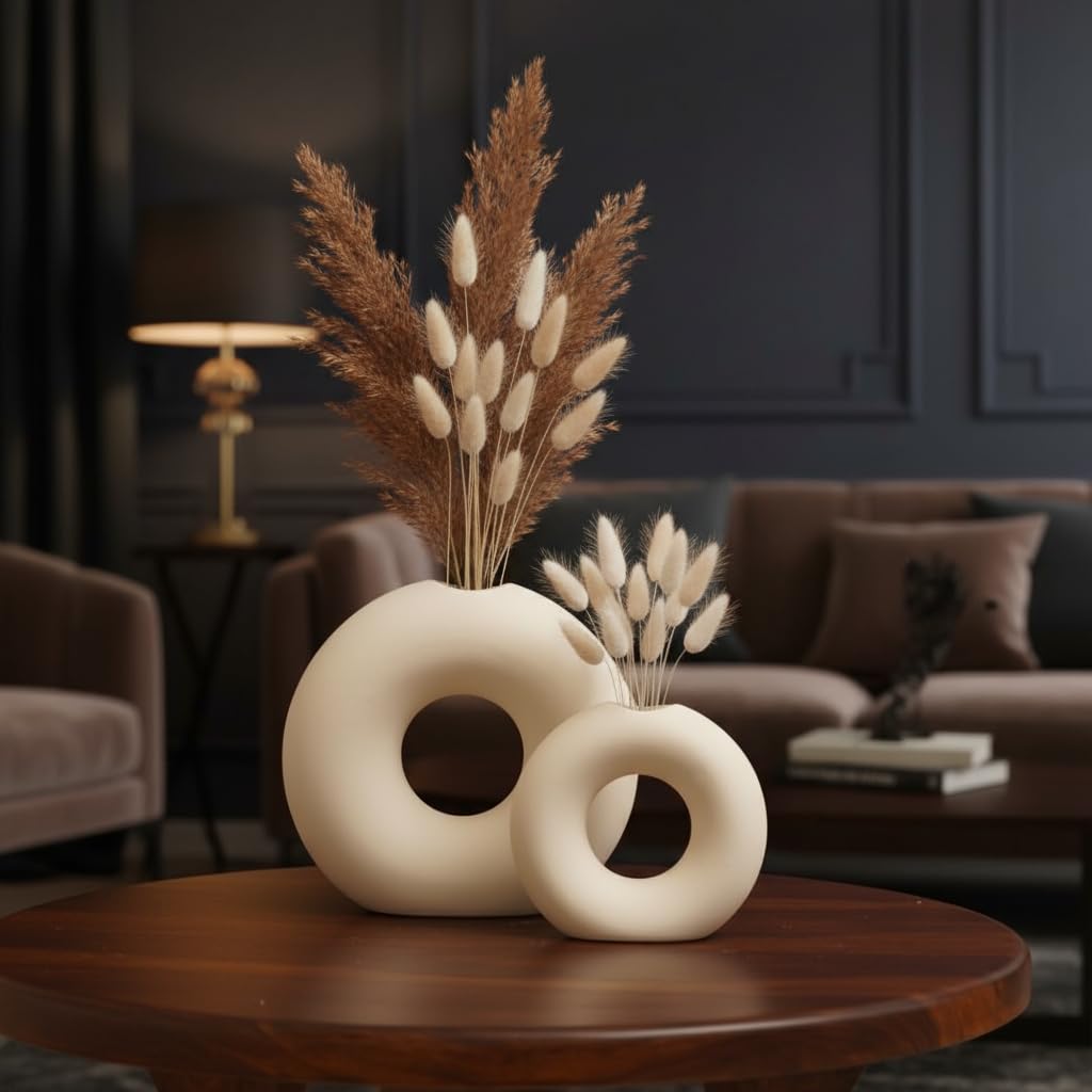 PUREZENTO Ring Donut Vases - Set of 2 -1