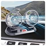 IHOTDER Dual Head USB Fan for Car,360° Rotation 2 Speeds Portable Cooling Fan for Car Dashboard,Universal 5V Car Fans That Blow Cold Air Car Accessories Interior for Truck SUV RV