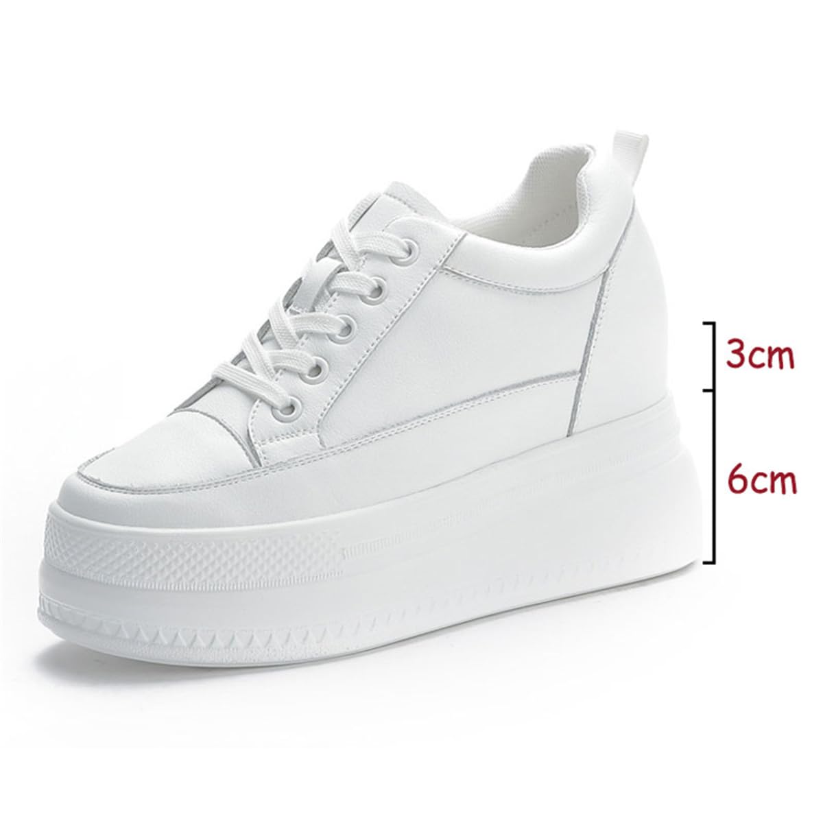 VEACAM Zapatos De Tacón De Cuña para Mujer, Calzado De Tenis De Cuero Antideslizante Transpirable Zapatillas De Moda para Niñas