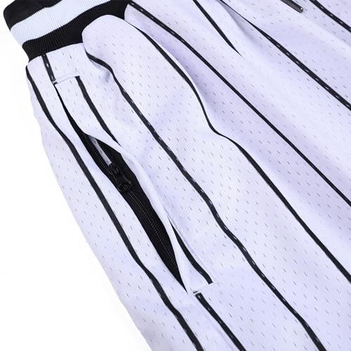 D Dehaner D84939435 Dehaner Basketball Shorts For Men Mesh Gym Athletic Practice Sports Exercise Workout Striped Vintage Shorts 7 Inches Inseam,Black Pinstriped-White Shorts,Men Size Medium thumb #3