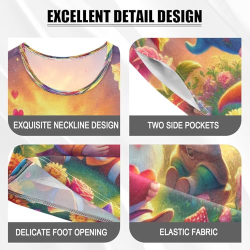 Gnome Valentines Flower Heart Pajama Set Short Sleeve Summer Pajamas Shorts Sets PJ Clothes Set Soft 5Y4