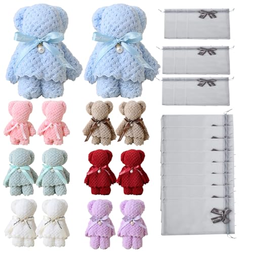 パールくまちゃん14個セット プチギフト レディースラッピング済 クリスマス ギフト 異動 引っ越し 挨拶 結婚式 誕生日 内祝い お返し 粗品 ハンカチ プチギフト プレゼント ハンドタオル 女性 人気 タオルセット