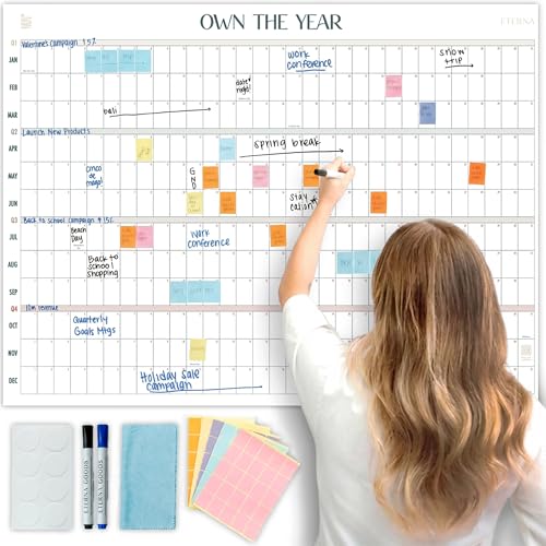 Own the Year GIANT UNDATED Wall Calendar | 4ft x 3ft Full-Year Dry Erase Planner Start Anytime,...