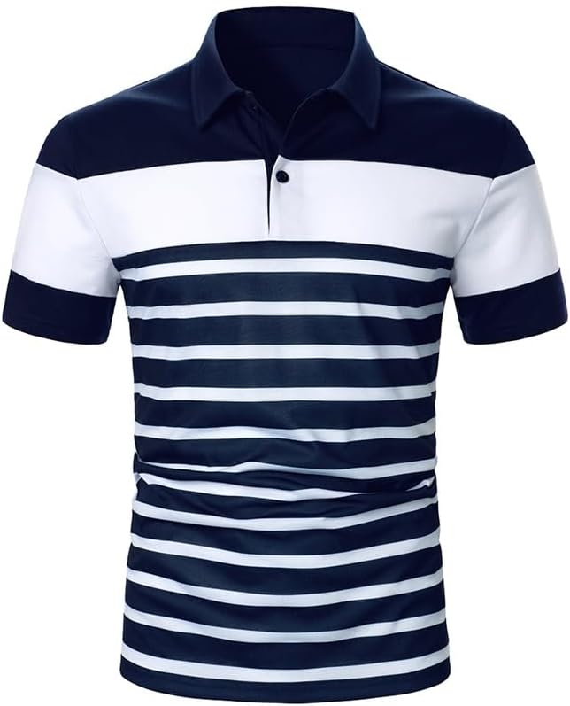 Men's Short-sleeved Shirt with Patchwork Striped Design Streetwear Casual