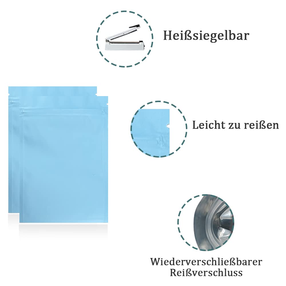 WACCOMT Pack Lot de 50 sacs de rangement à fermeture éclair en aluminium mat pour aliments, anti-odeurs, stockage à long terme, noir 5,5 x 7,8 pouces (14 x 20 cm