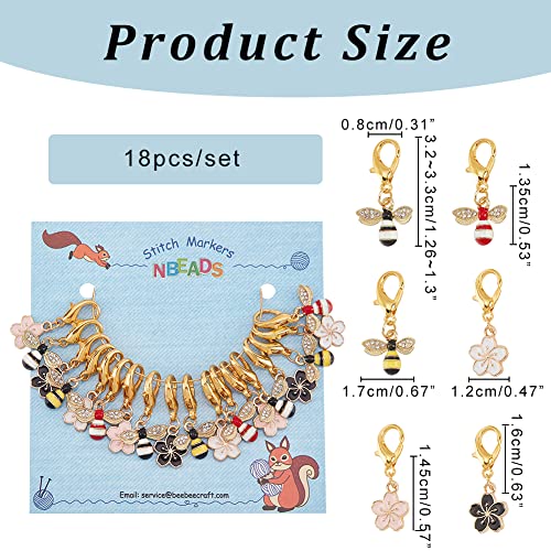 NBEADS 18 Pcs Bees Flower Stitch Markers - Image 2