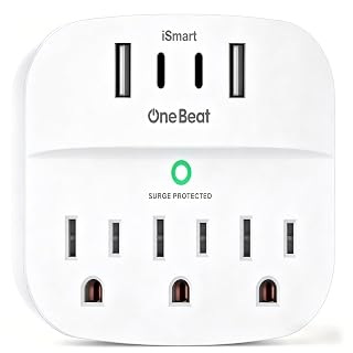 1 Pack Multi Plug Outlet Splitter with USB,Surge Protector Outlet Extender with 3 Wall Outlets 4 USB Wall Charger(2-USB C),490 J, ETL Listed,Small Outlet Adapter Plug Extender for Travel,WH - Amazon product rated Grade B