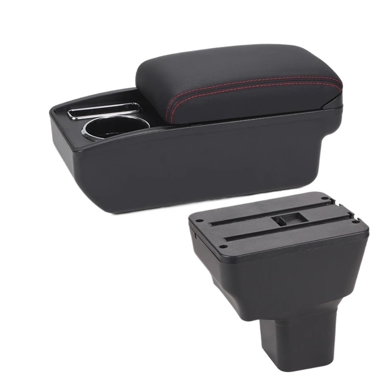 UMDJJU For Nissan For Kicks 2016-2024 Interior Dedicated Retrofit Auto Storage Box Car Accessories Car Centre Console Armrest Box(C1 Black red NO USB)