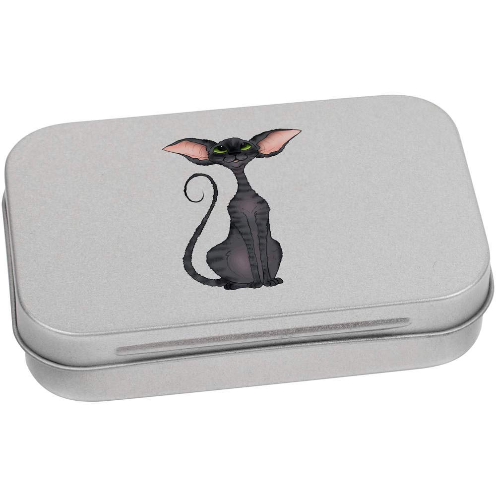 Azeeda 95mm 'Devon Rex Cat' Metal Hinged Tin/Storage Box (TT00141895)