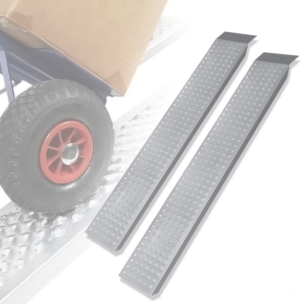 2 rampas de carga de acero galvanizado, soporta hasta 400 kg, rampa de carga para remolques, rampas de coche, 135 cm, color plateado