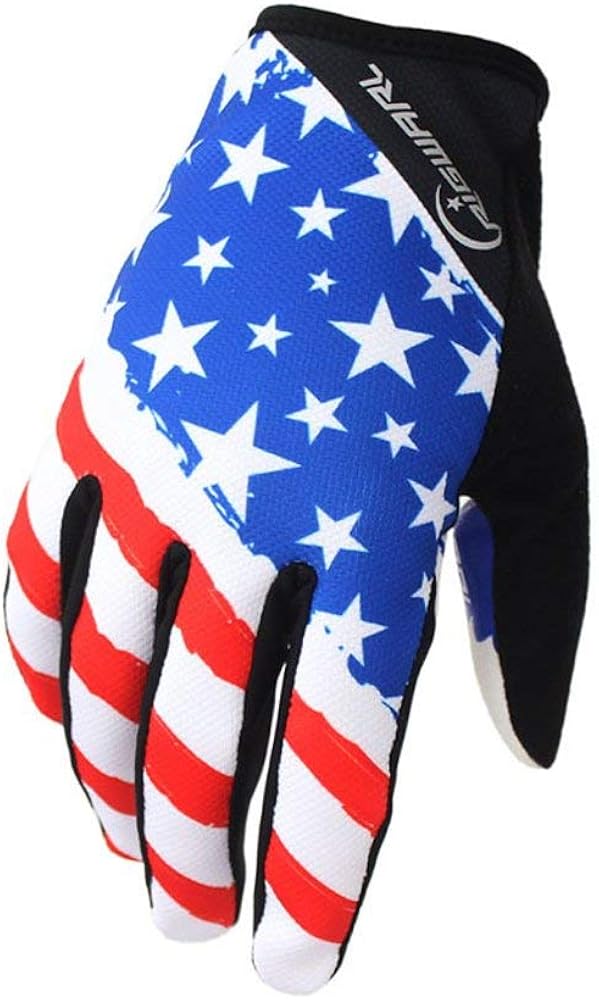 RIGWARL Bike MTB gloves with American flag pattern design, white, Size X-Large