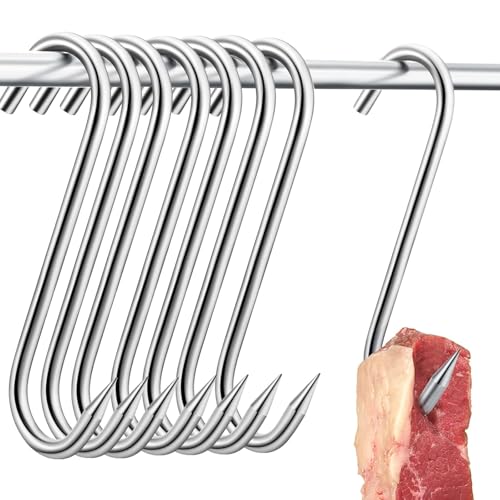 LIUYIDM 30 Pièces Crochets en S en Acier Inoxydable, 15cmx3mm Crochet de Boucher, Crochet Suspendu en Forme de S, Crochet Multifonctions, pour Traitement de...