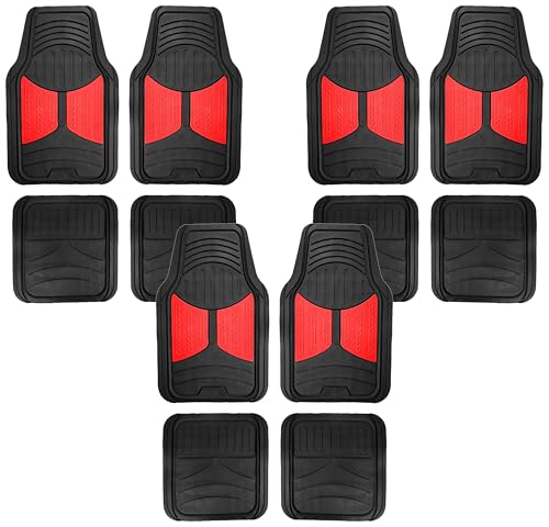 Image of FH Group Full Set Trimmable Rubber Floor Mats, Monster Eyes (Red) - Universal Fit for Cars Trucks and SUVs (Pack of 3)