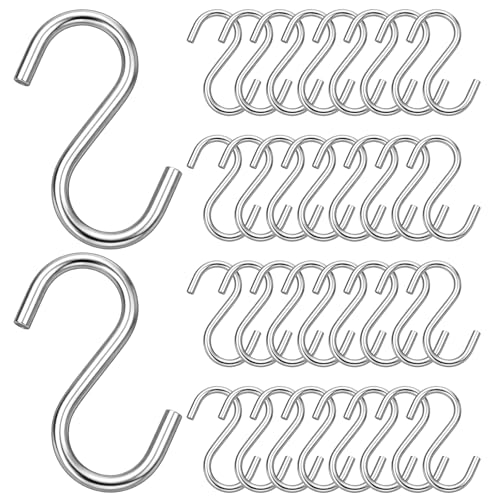 32pcs 1.5 in 304 Stainless Steel S Hooks for Hanging