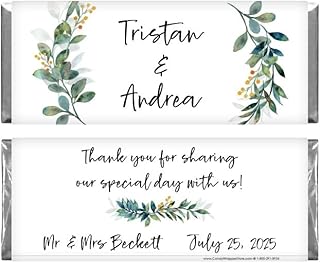 Wedding Green Leaf and Floral Personalized Candy Bar Wrappers