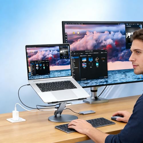 Support rotatif en aluminium portable pour un bureau ordonné et connecté - 2
