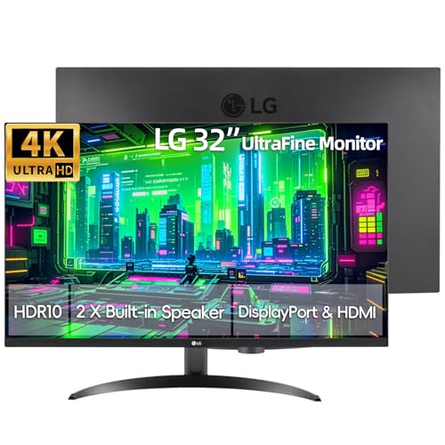 Image of LG 32 inch Ultrafine 4K UHD (3840 x 2160) Computer Monitor, HDR10, 90% DCI-P3, Dynamic Action Sync, OnScreen Control, Built-in Speakers, Black Stabilizer, Flicker Safe, Tilt Adjustment