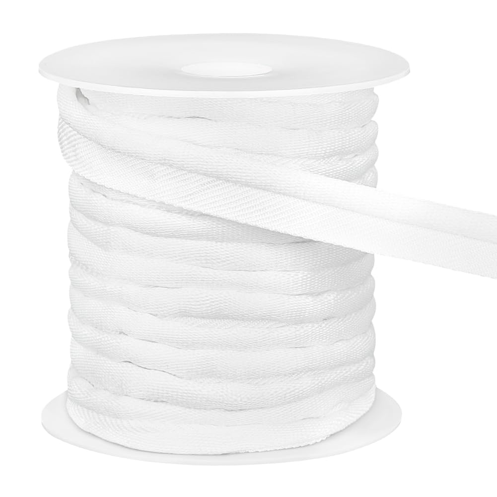 BENECREAT 13.7m/15Yard White Piping Cord Trim, 15mm/5/8 inch Wide Polyester Bias Tape Piping, Binding Lip Cord Trim for Sewing Dresses, Clothes, Cushions, Slipcovers, DIY Home Decoration