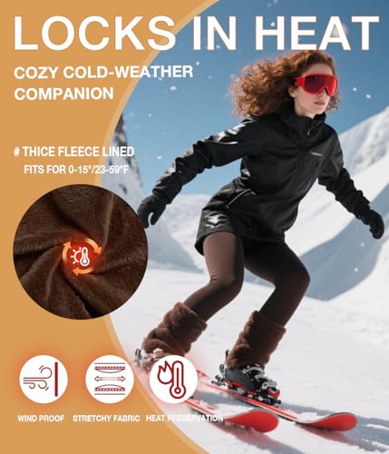 Image of MERYLURE Winter Warm Fleece Lined Tights for Women, Opaque Thermal Pantyhose, High Waisted Control Top Leggings