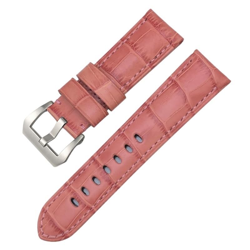 Bracelet de montre en cuir de vachette 24 mm effet crocodile style Panerai