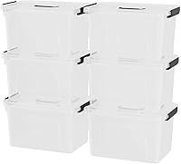 Vista 1 de 6 paquetes de 18 litros de caja de almacenamiento de plástico, contenedores transparentes con tapas y asas