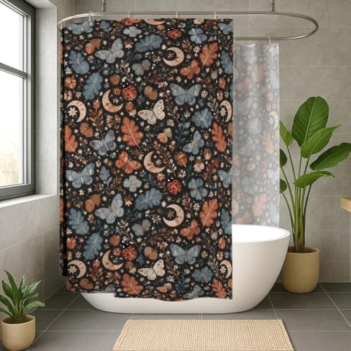 Rideau de douche extra large bleu automne pour baignoire bohème - 4