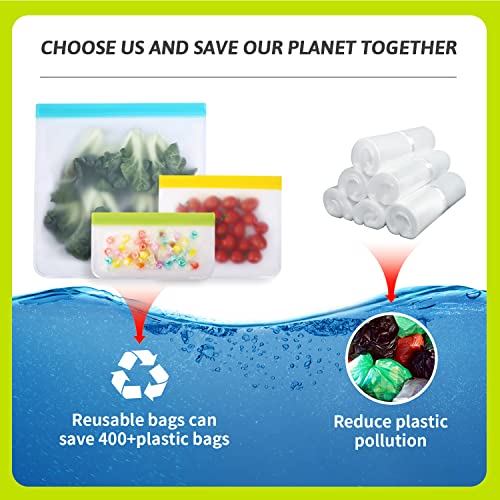 Reusable Ziplock Bags Silicone Dishwasher Safe, 12 Pack Bpa Free Reusable Freezer Bags, Reusable Sandwich Kids Snack Bags, Leakproof Reusable Food Storage Bags For Lunch, 2 Gallon 6 Sandwich 4 Snack #TOP6
