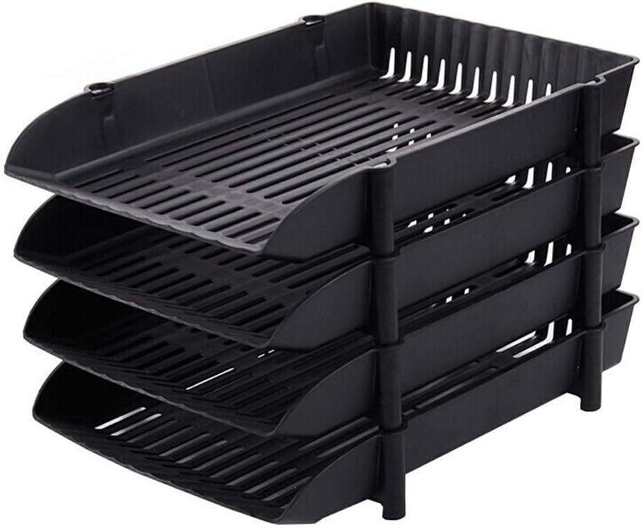 Plastic Front Loading Document Letter Organizer Tray, Stackable Office Desktop Paper Holder