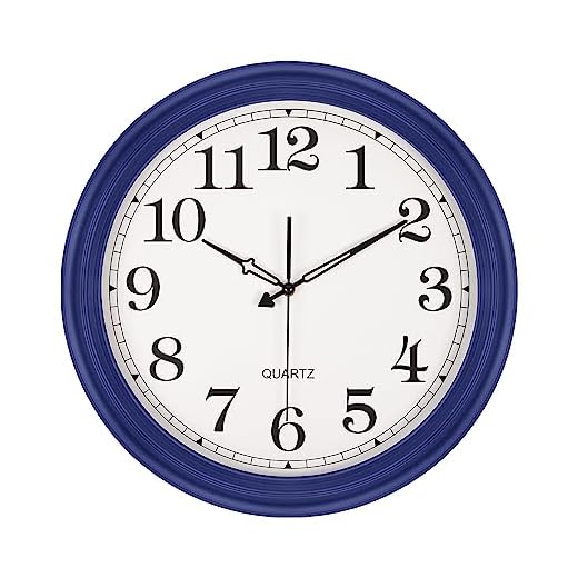 BEW Large Navy Blue Wall Clock, 18 Inch, Silent Non-Ticking Battery Operated, Retro Decorative Wall Clock for Living Room, Office, Kitchen, Bedroom, Outdoor Patio, Porch