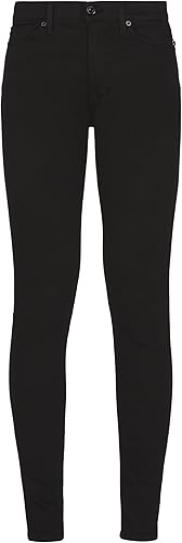 7 For All Mankind HW Skinny Slim Illusion Luxe Rinsed Black Jeans, Negro, 23W Mu