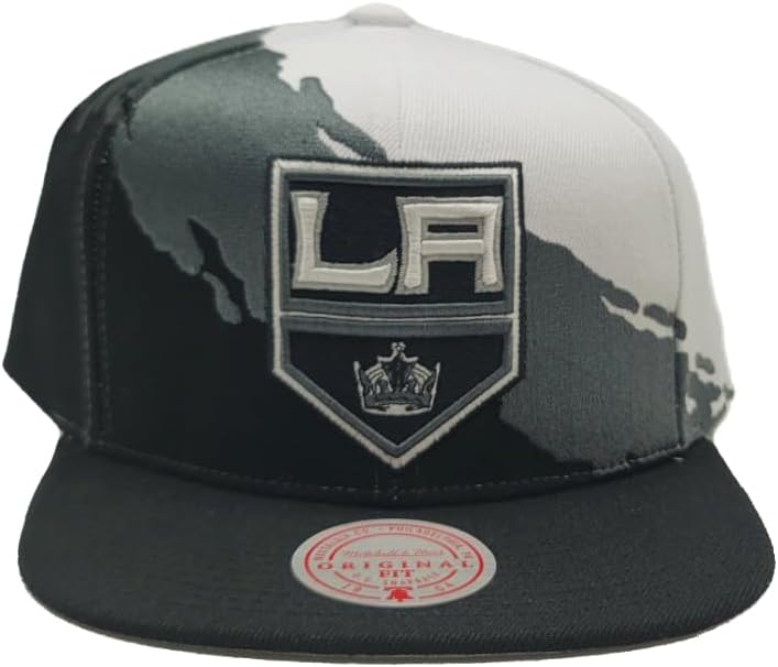 Mitchell & Ness Los Angeles Kings Vintage NHL Team Paintbrush Black Silver White Snapback Hat Cap
