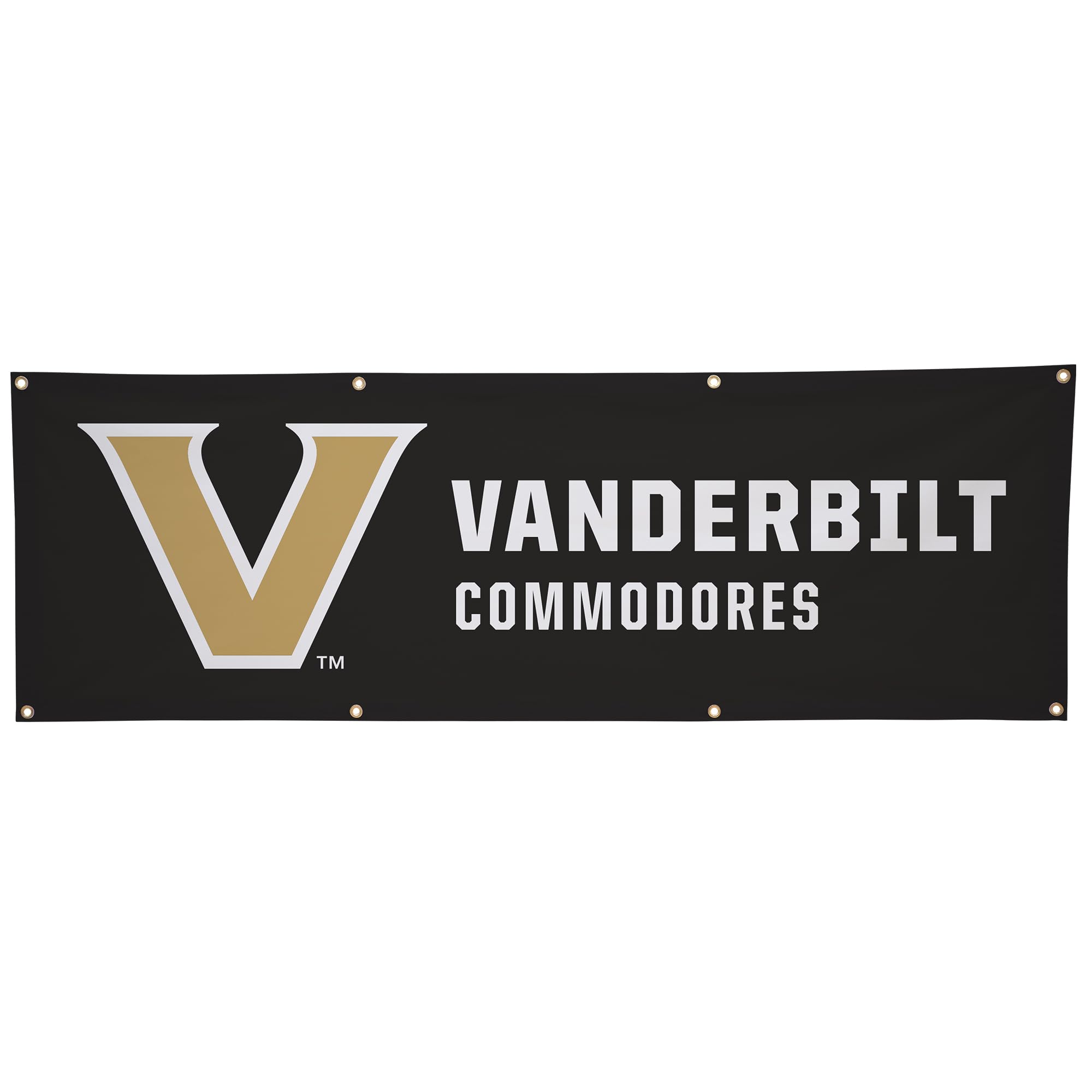 Bannière Vanderbilt Commodores en polyester noir et or de 61x182 cm pour diplôme