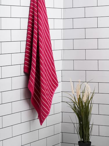 Image of Welspun 2-in-1 100% Cotton Bath Towel-Cherry