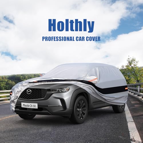 Image of Holhtly Car Cover Custom Fit for Mazda CX-50 /CX-5, Car Covers for Automobiles All Weather Waterproof Sun Snow Rain Wind Dust Protection, Outdoor Car Cover Gray & Black