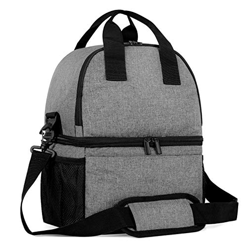 Teamoy Breast Pump Bag Tote with Cooler Compartment for Breast Pump, Cooler Bag, Breast Milk Bottles and More, Double Layer Pumping Bag for Working Moms, Gray(Bag Only)