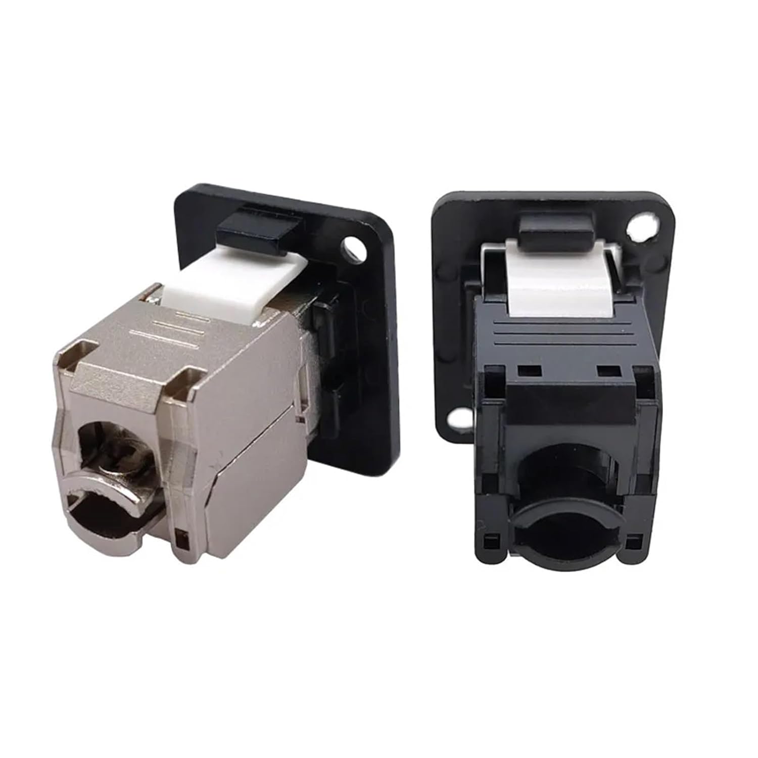 10Pcs D-Type Connector RJ45-CAT6 Ethernet Connection Panel Mount Socket Network CAT5E Connectors(Beige-Single)
