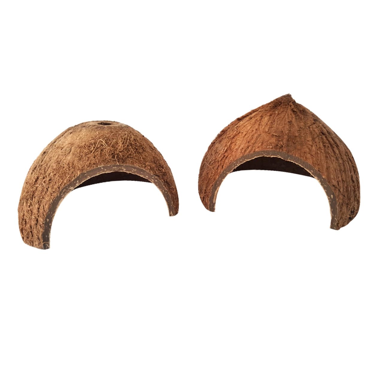 Veemoon 2Pcs Coconut Shell Reptile Hideout Natural Pet Shelter for Small Animals Lizard Tortoise Cave Habitat with Hole and No Hole Design for Terrarium Accessories