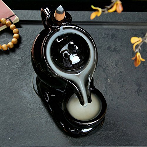 Mayagu Creative Teapot Ceramic Smoke Backflow Incense Tower Burner Holder + 10 Cones #TOP7