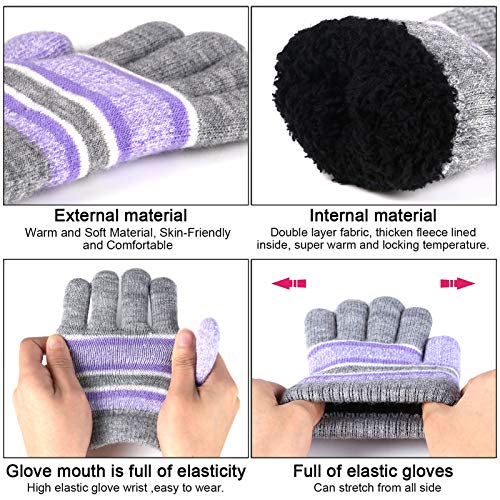Image of Kids Toddlers Winter Hats Knit Warm Beanie Scarf Gloves Set for Boys Girls Age 2-7, Pompom Cap Neck Warmer Fleece Lined Gifts